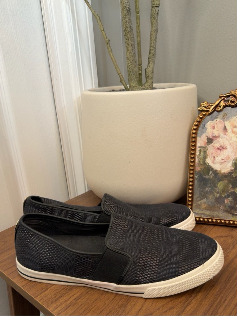 Lauren Ralph Lauren Jinny Black Woven Slip On Sneakers Women’s 9.5B - Picture 2 of 9